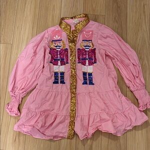 Pink Nutcracker Dress with Gold Sequins Accents